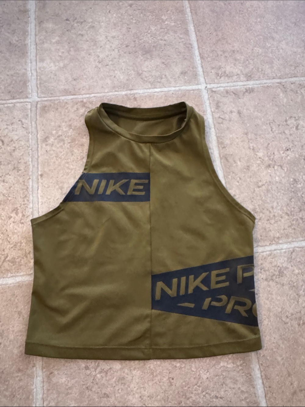 Nike Pro Olive Green Sleeveless workout crop top